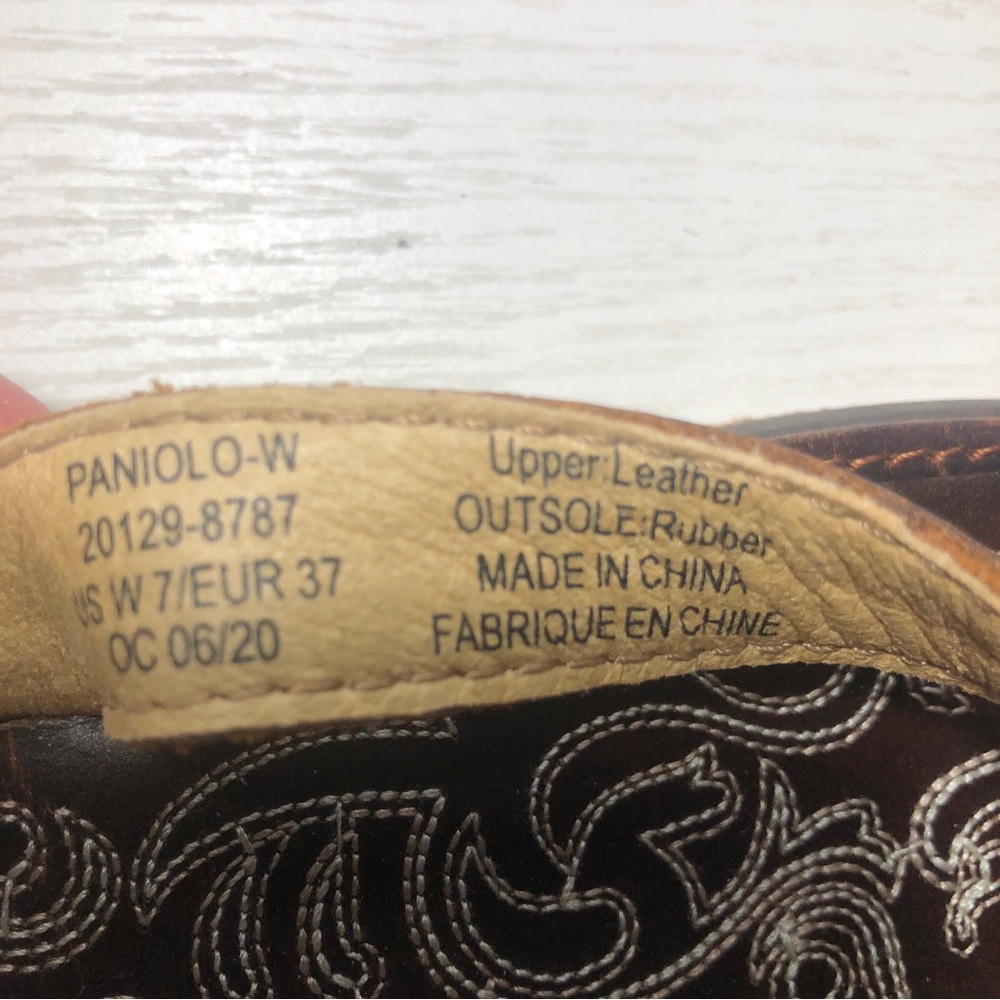 Olukai Paniolo Shoes Womens Size 7 Brown Leather Flip Flop Sandals Embroidered - Picture 7 of 7